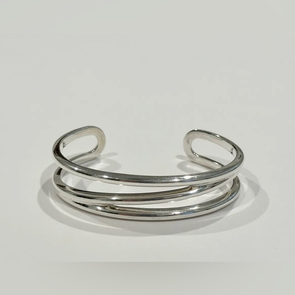 Tiffany & Co. Sterling Silver 925 Zig Zag Open Weave Small Cuff Bracelet - Picture 2 of 5